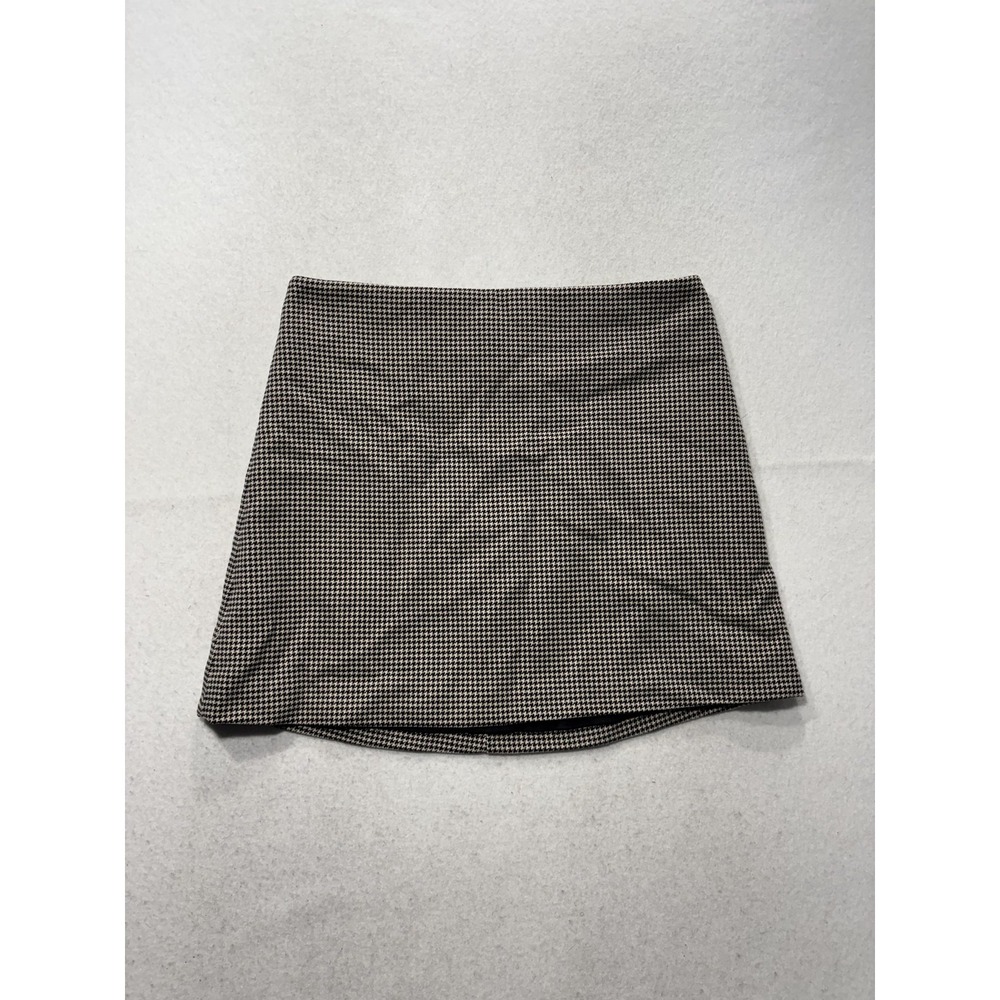 H&M Womens 8 Black White Houndstooth Check Tweed Mini Skirt Lined 343648